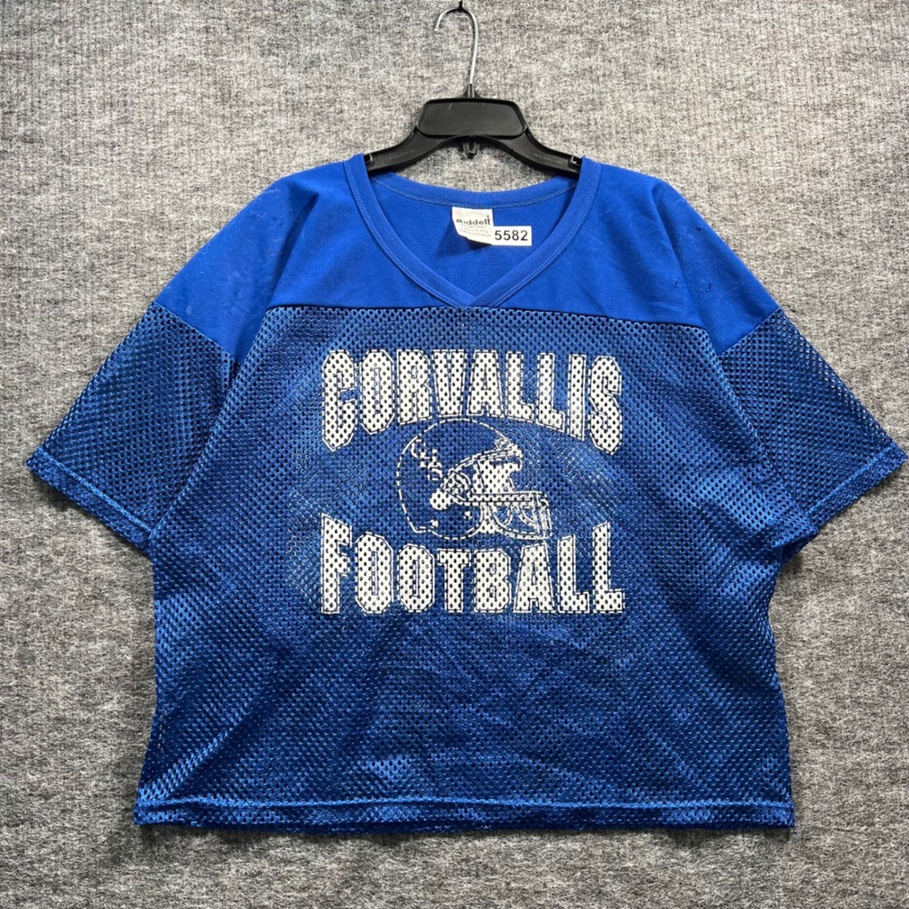 Vintage Riddell Corvallis Football Jersey Blue Mesh Practice Shirt Mens XL USA